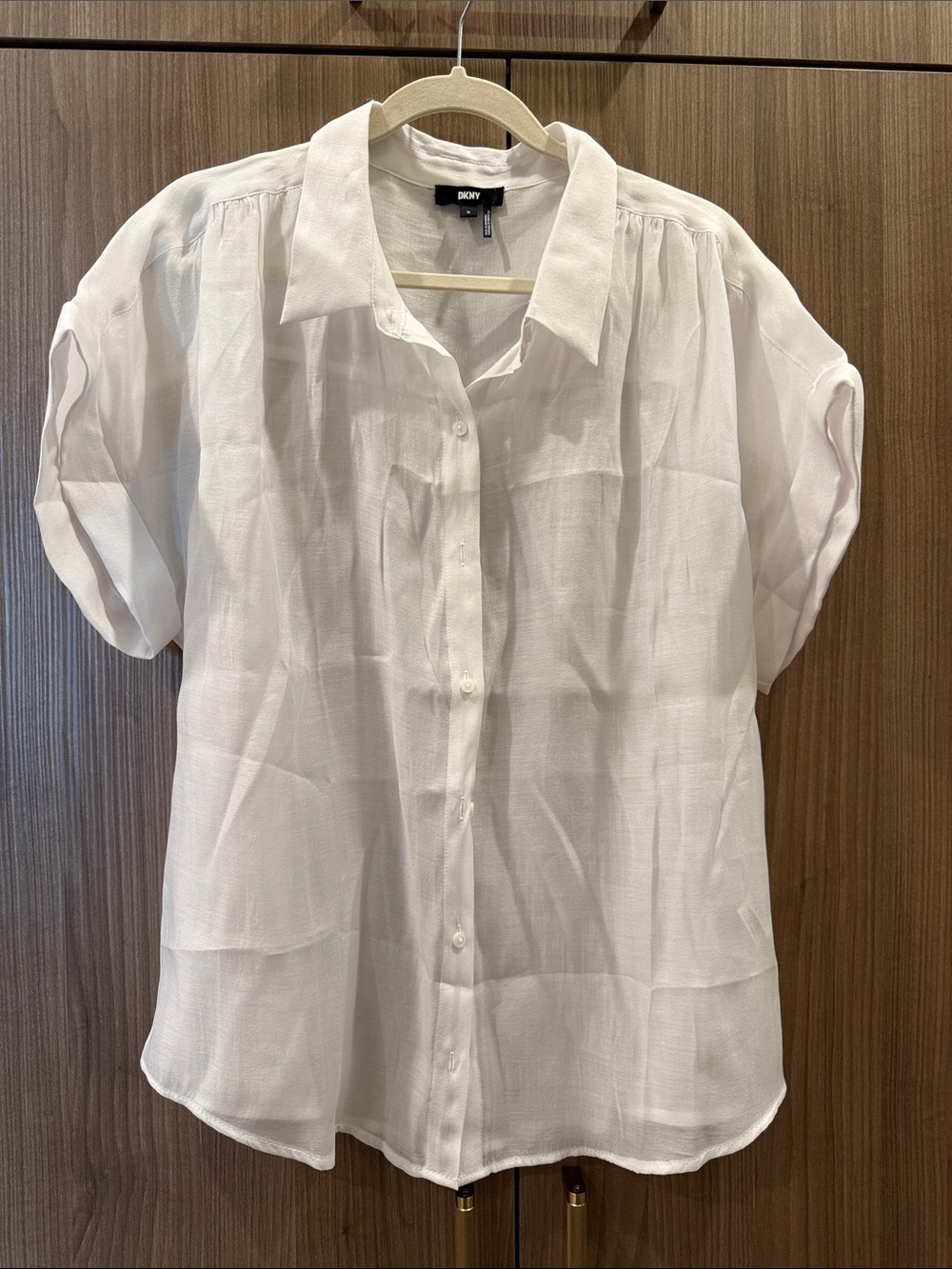 DKNY White Short-Sleeve Button-Down Shirt